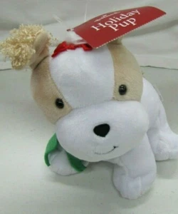 New! Hallmark 7" Girl Holiday Puppy Dog W/ Red Bow Green Scarf Plush Toy - Picture 1 of 3