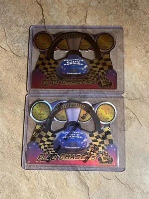 1998 Press Pass Premium Dale Jarrett Flag Chasers (x2) Base + Reflector Shield - Image 1 of 2