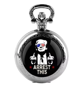 Donald Trump Quarz Taschenuhr USA uu. Stop this victoria biker silber - Bild 1 von 6