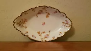 Limoges Platter France Elite Works Small with Pink and Pale Blue Flower Pattern - Picture 1 of 5