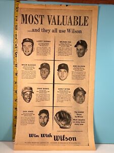 1960 The Sporting News Newspaper Wilson Baseball Glove Ad McCovey, Banks, Fox