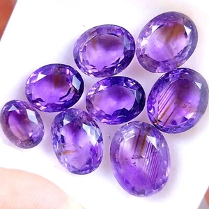 8Pcs 52Ct Natural Amethyst Faceted Cabochon Gemstone Lot 16x12 11x8mm #R-10497 - Picture 1 of 7