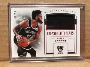 2017-18 National Treasures Allen Crabbe Treasured Threads Jersey Nets 46/99 - Imagen 1 de 2