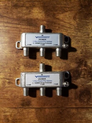 SET OF (2) Viewsonics 3-way RG6 Coaxial Splitter  High Quality 1GHz 5-1000MH - Image 1 of 2