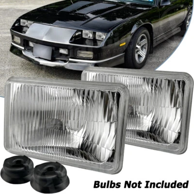 4X6 Clear Glass Lens Metal Headlight Fits H4 9003 High Low LED HID Halogen Bulbs - Image 1 of 4