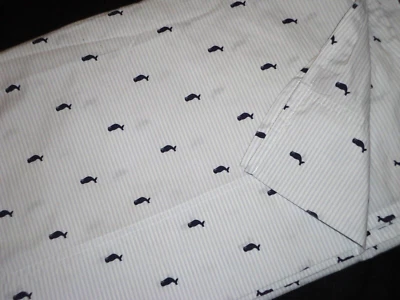 TOMMY HILFIGER BLUE WHALES & STRIPES TROPICAL (1) QUEEN FLAT SHEET 88X104 - Image 1 of 4