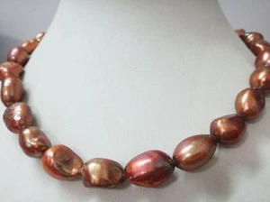 Huge 18"12-14mm natural south sea chocolate baroque pearl necklace - Foto 1 di 2