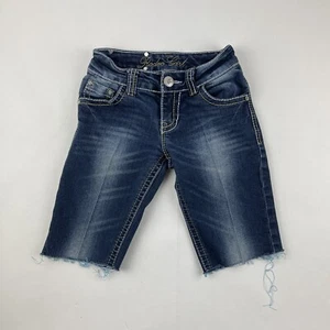 Rodeo Girl Jean Shorts Girls 8 Blue Denim Studded Pockets Cut Off - Picture 1 of 9