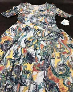 Vestido Lularoe Nicole ð Blanco Grande Cachemira Floral Grande 14/16 12/14 Unicornio Nuevo - Imagen 1 de 12