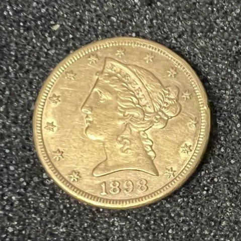1898-S $5 GOLN LIBERTY GOLD COIN IN CUSTOM FOLDER (10" x 5 1/2") Cover