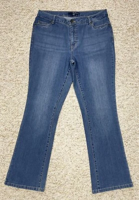 Jeans jeans feminino 24/7 tamanho 14 bootcut cintura alta azul stretch jeans (32x31) - Imagem 1 de 4