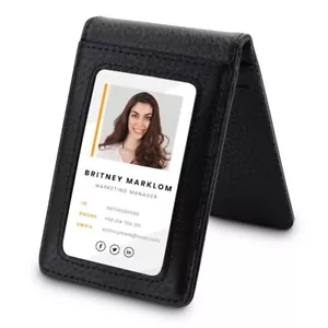 Ausweishüllen doppelseitig für Brusttasche Echtes Leder mit Magnet - Bild 1 von 5