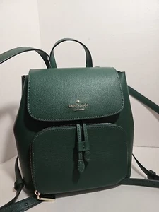Kate Spade Kristi Flap Drawstring Medium Backpack Bag Leather Medieval Grn KA695 - Picture 1 of 17