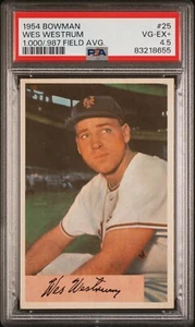 1954 Bowman 25 Wes Westrum 1.000 Field Avg Variation PSA 4.5 VGEX + - Picture 1 of 2
