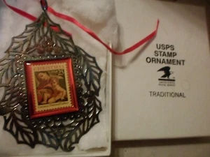 Vintage 1989 Silver-Plate USPS Postage Stamp Madonna Christmas Ornament Tree . - Picture 1 of 1