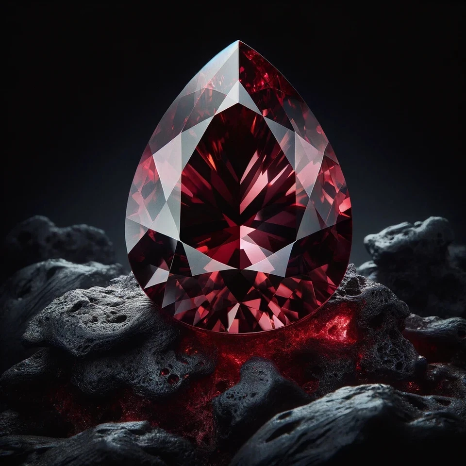 Simulated Lab Created (Cubic Zirconia) Pear Cut - Blood Red Ruby - (5.41 Carat) - Image 1 of 1