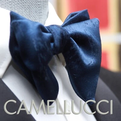 Men's Self-tied Bow Tie 100%Silk Big Butterfly Dark Navy Blue Ornament S691 - Image 1 of 4