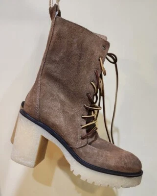Free People Mujeres Dylan Botas con Cordones Gamuza Marrón Plataforma Talla 7-7.5US EUR 38  Foto 1 de 4