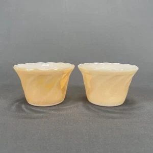 Anchor Hocking Peach Lustre Conchiglia Custarda Dessert Set di 2 Piatti Vintage - Foto 1 di 6