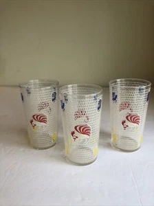3 copas de cóctel Hazel Atlas Juice Glass gallo panal MCM de colección raras - Imagen 1 de 6