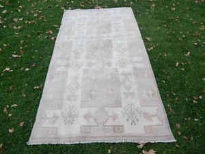 1970s Vintage Turkish Oushak Handwoven Rug 4'3'' x 7'12'' - Picture 1 of 11
