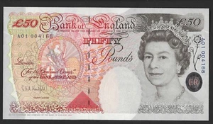 B377 KENTFIELD 1994 FIFTY POUND £50 BANKNOTE UNCIRCULATED A01 004168 FIRST RUN - Picture 1 of 4