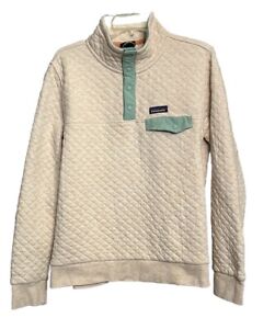 Patagonia Women's Quilted Snap-T Pullover Organic Cotton - Size M Beige/Teal