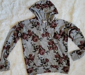 Womens Hoodie Sweatshirt Sz Small Rose Floral Lightweight Feminine Cottage Core - Picture 1 of 6