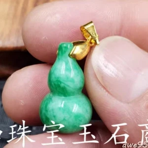 1pc Natural Jade Green Gourd Pendant Calabash Pendant Jade Gourd - Picture 1 of 3