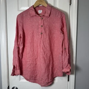 Sigrid Olsen 100 % Leinen koralle Button-Down Langarmhemd Damen Small - Bild 1 von 5