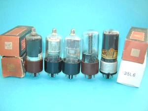 valvole 12EA7 + 12K7 + 12Q7 + 35Z4 + 35L6  Tube Radio ricambio Fido Marelli - Foto 1 di 1