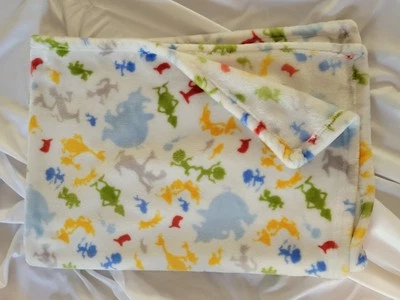 Trend Lab Dr Suess Characters Baby Blanket Fleece Euc White Primary Colors - Image 1 of 4