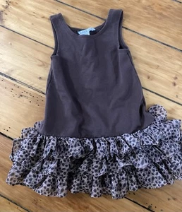 Pippa & Julie Little Girls Sleeveless Brown Ruffle Dress Size 5 - Picture 1 of 3