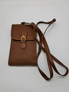 Vintage Tasche Karamell Braun Leder Crossbody mit Druckknopfschnalle - Bild 1 von 11