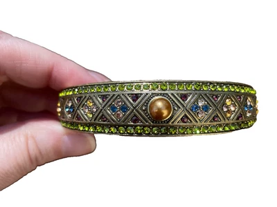 Pulsera Heidi Daus Deco con Bisagras Topacio Ahumado Cristal Imitación Perla Verde Azul Cobre Foto 1 de 4