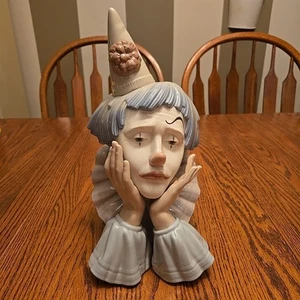 Lladro trauriger Clown Narrenkopf Statue Figur 12 Zoll - Bild 1 von 9