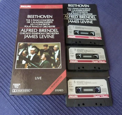 3 MCs Cassettes Alfred Brendel  BEETHOVEN 5 Piano Concertos Levine LIVE  1983 - Bild 1 von 4