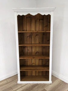 BOOKCASE 5 Fixed Shelf Pine White Painted Distressed Rustic FREE DELIVERY - Picture 1 of 20
