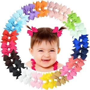 2" Baby Hair Clips Fully Lined Bows Tiny Alligator Clips for Infants and Todd... - Picture 1 of 9