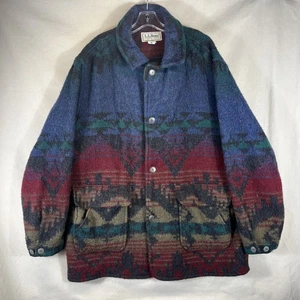 Vintage LL Bean Men's Coat Wool Southwest Navajo Aztec Jacket Western USA XL - Picture 1 of 16