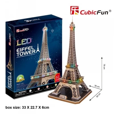 Puzzle 3D TORRE EIFFEL PARIGI CON LUCI A LED 82 pezzi CubicFun - Immagine 1 di 4