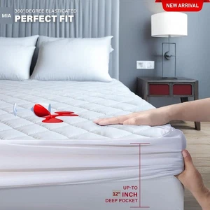 Protector de colchón IMPERMEABLE cubre colchón extra profundo cubre sábanas ajustables, - Imagen 1 de 76