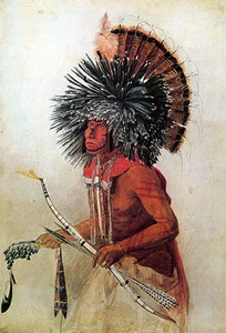 Retrato indio 15x22 estampado artístico nativo americano por Bodmer edición numerada a mano - Imagen 1 de 1