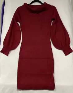 Formschlüssiges Pulloverkleid Kragenkleid weinrot Gr. L - Bild 1 von 4