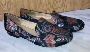Naturalizer Black Floral Embroidered Slip-on Loafers US Size 7.5 M - Picture 1 of 5