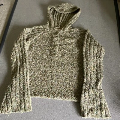 Suéter con Capucha Verde Hebilla Años 90 Vintage Mangas Acampanadas Grande Foto 1 de 4