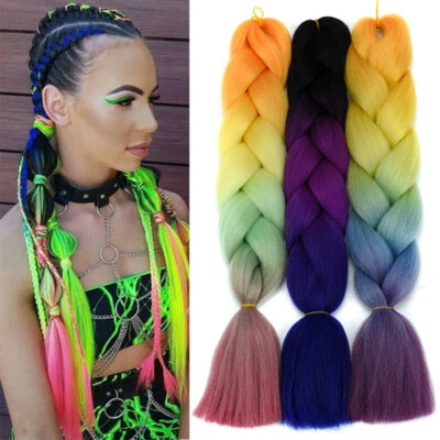 24" Jumbo Braiding Hair Extensions Kanekalon Synthetic Yaki Afro Box Twist Braid - Image 1 of 4