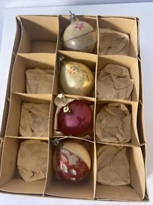 4 pc Vintage Fantasia Box Mercury Glass Christmas Ornaments - Poland - Mixed Lot - Picture 1 of 18
