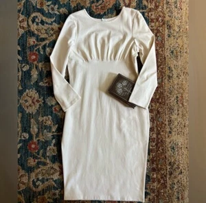 Marycrafts NWT Cream White Long Sleeve Fitted Midi Dress Plus size 22 - Picture 1 of 7