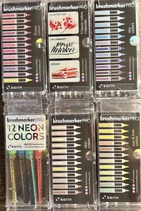 Karin Brushmarker Pro 72 Markers Basic Flower Sky Skin Sun Tree Colors NEW Pens - Picture 1 of 2